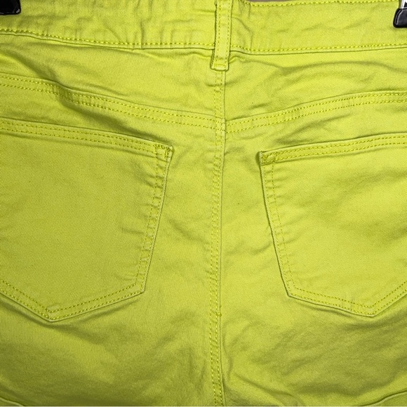 Size 10 H&M Lime Green Vibrant Shorts Stretch Cotton Blend Punk Goth - Picture 5 of 11